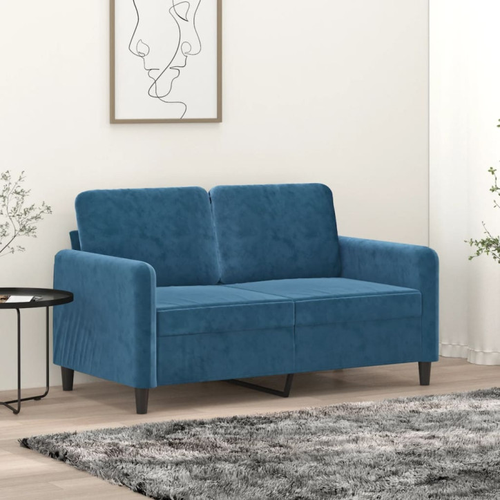 Dvivietė sofa, mėlynos spalvos, 120cm, aksomas