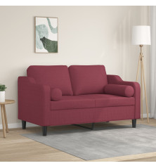 Dvivietė sofa su pagalvėlėmis, raudonojo vyno, 120cm, audinys