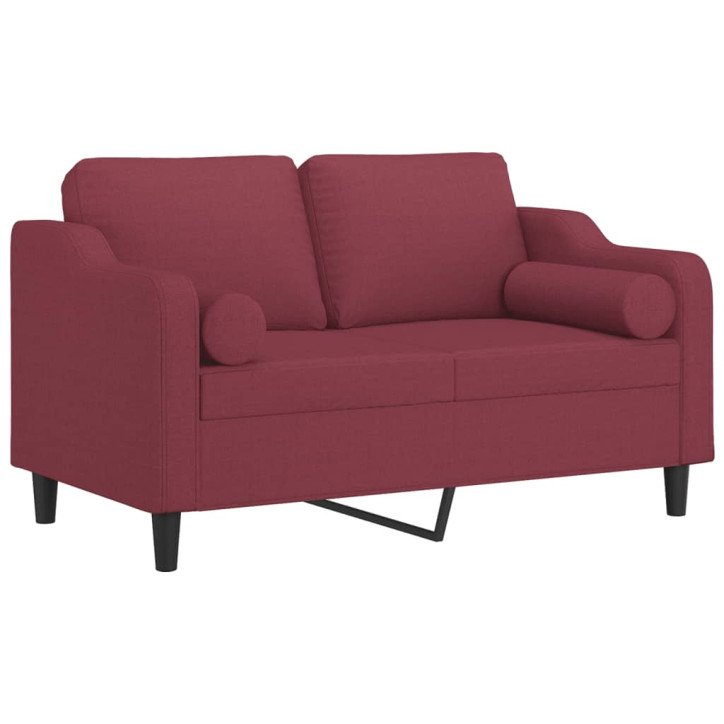 Dvivietė sofa su pagalvėlėmis, raudonojo vyno, 120cm, audinys