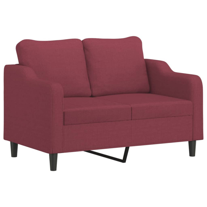 Dvivietė sofa su pagalvėlėmis, raudonojo vyno, 120cm, audinys