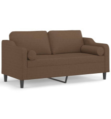 Dvivietė sofa su pagalvėlėmis, rudos spalvos, 140cm, audinys