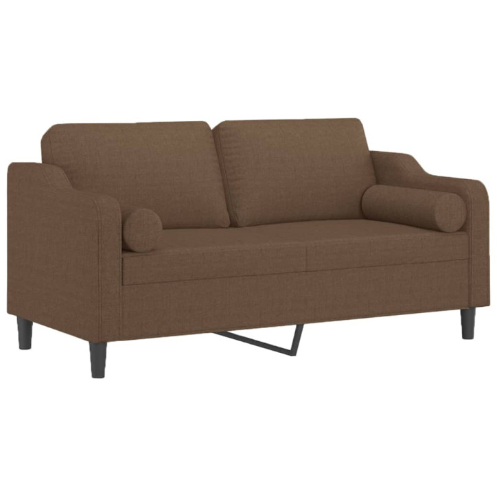 Dvivietė sofa su pagalvėlėmis, rudos spalvos, 140cm, audinys