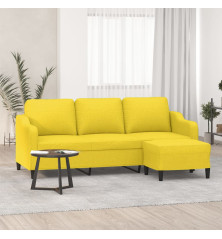 Trivietė sofa su pakoja, šviesiai geltona, 180cm, audinys