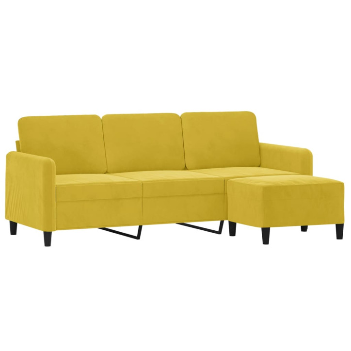 Trivietė sofa su pakoja, geltonos spalvos, 180cm, aksomas