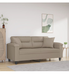 Dvivietė sofa su pagalvėmis, taupe, 140cm, mikropluošto audinys