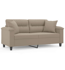 Dvivietė sofa su pagalvėmis, taupe, 140cm, mikropluošto audinys