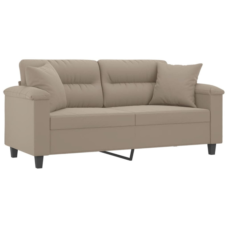 Dvivietė sofa su pagalvėmis, taupe, 140cm, mikropluošto audinys