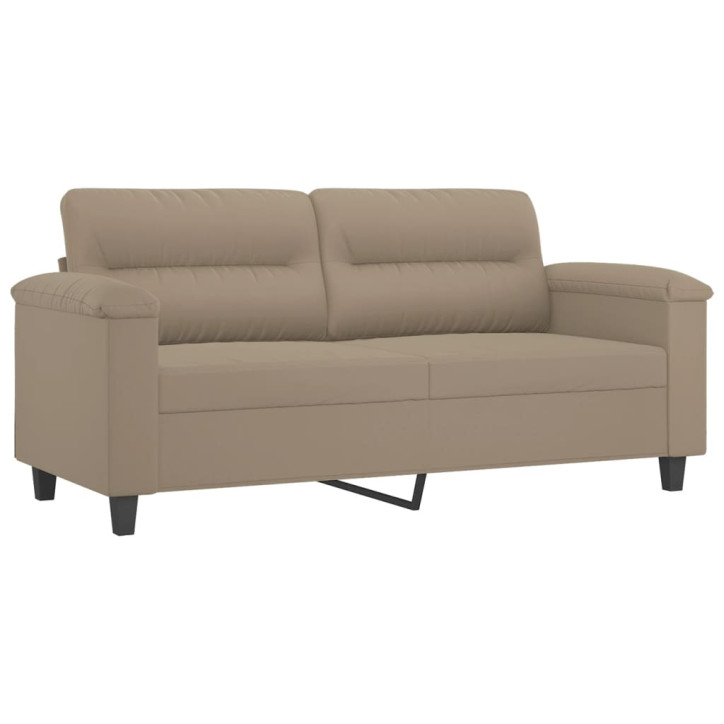 Dvivietė sofa su pagalvėmis, taupe, 140cm, mikropluošto audinys