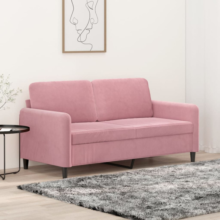 Dvivietė sofa, rožinės spalvos, 140cm, aksomas