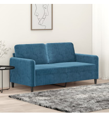 Dvivietė sofa, mėlynos spalvos, 140cm, aksomas