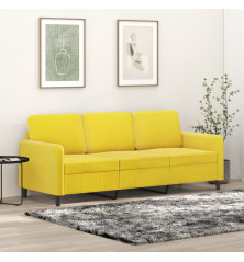 Trivietė sofa, geltonos spalvos, 180cm, aksomas