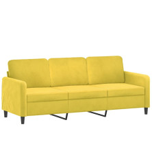 Trivietė sofa, geltonos spalvos, 180cm, aksomas