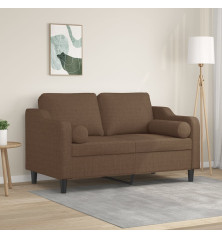 Dvivietė sofa su pagalvėlėmis, rudos spalvos, 120cm, audinys