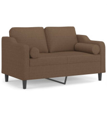 Dvivietė sofa su pagalvėlėmis, rudos spalvos, 120cm, audinys