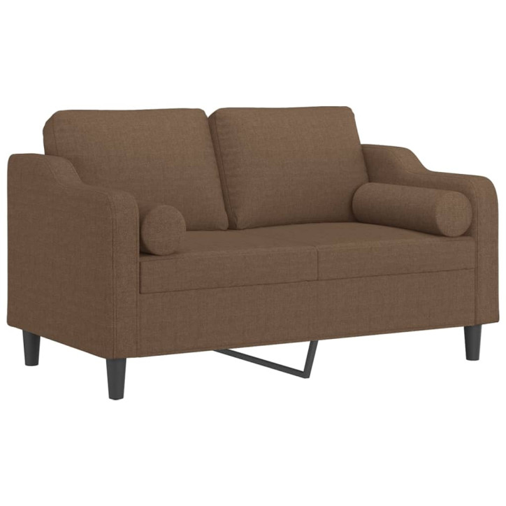 Dvivietė sofa su pagalvėlėmis, rudos spalvos, 120cm, audinys