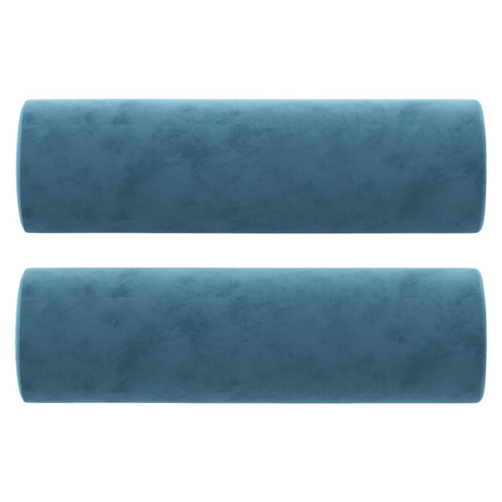 Dvivietė sofa su pagalvėlėmis, mėlynos spalvos, 120cm, aksomas