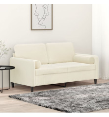 Dvivietė sofa su pagalvėlėmis, kreminės spalvos, 140cm, aksomas