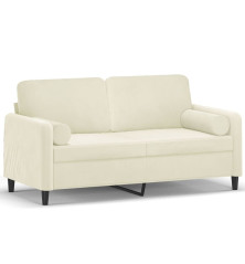 Dvivietė sofa su pagalvėlėmis, kreminės spalvos, 140cm, aksomas