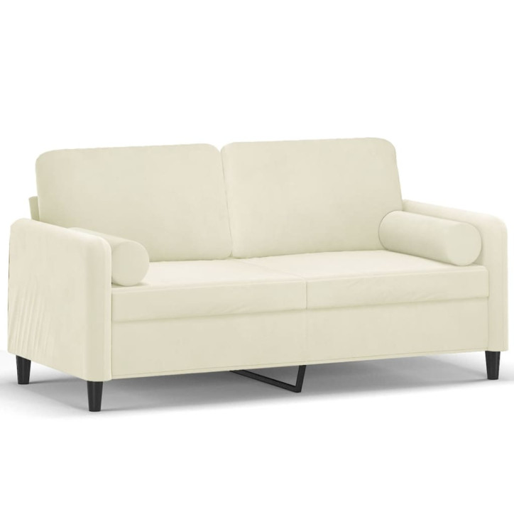 Dvivietė sofa su pagalvėlėmis, kreminės spalvos, 140cm, aksomas