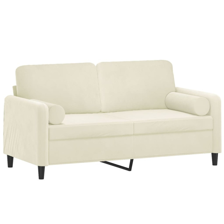 Dvivietė sofa su pagalvėlėmis, kreminės spalvos, 140cm, aksomas