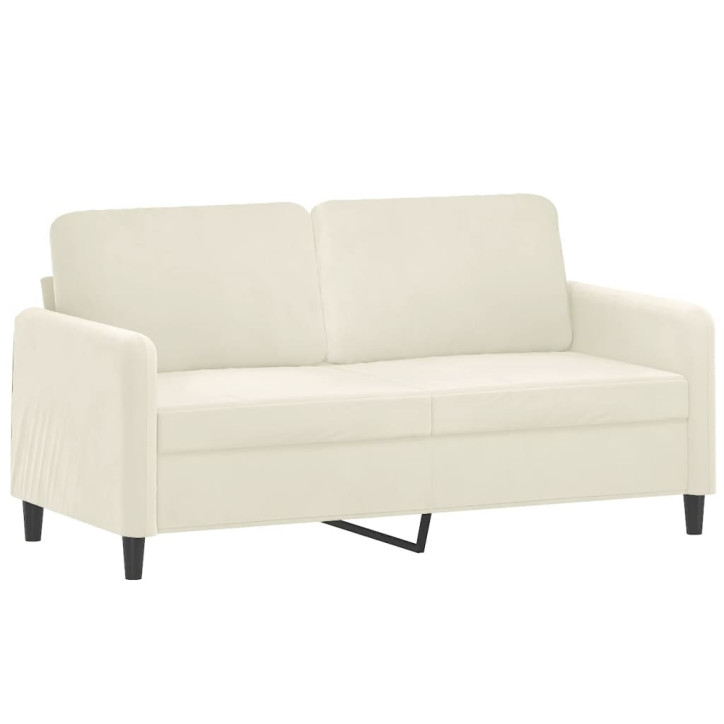 Dvivietė sofa su pagalvėlėmis, kreminės spalvos, 140cm, aksomas