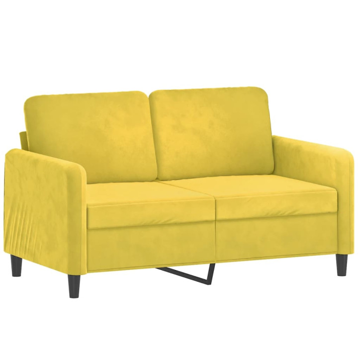 Dvivietė sofa su pagalvėlėmis, geltonos spalvos, 120cm, aksomas