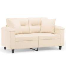 Dvivietė sofa su pagalvėmis, smėlio, 120cm, audinys