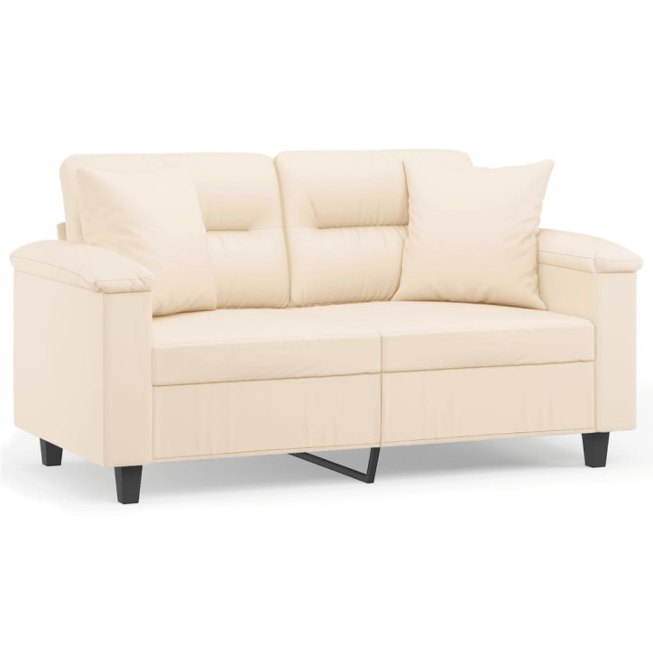 Dvivietė sofa su pagalvėmis, smėlio, 120cm, audinys