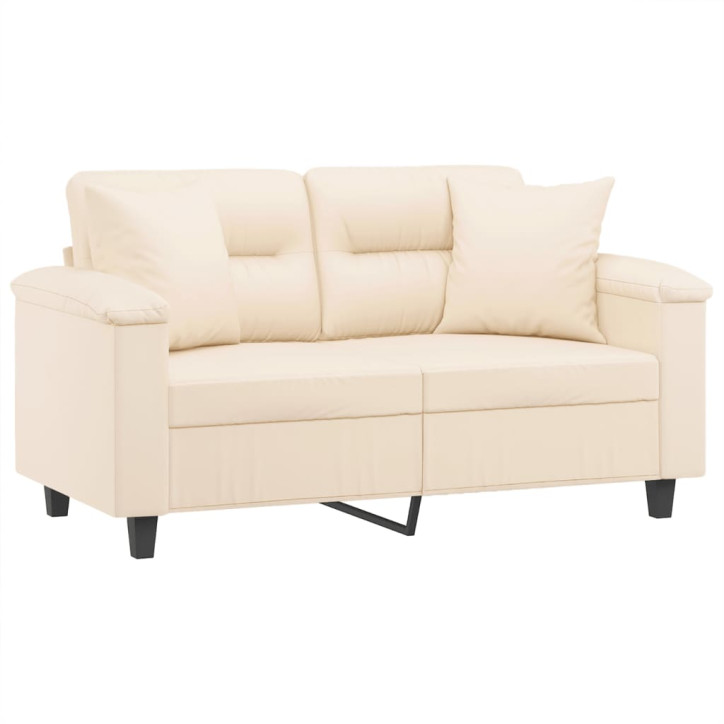 Dvivietė sofa su pagalvėmis, smėlio, 120cm, audinys