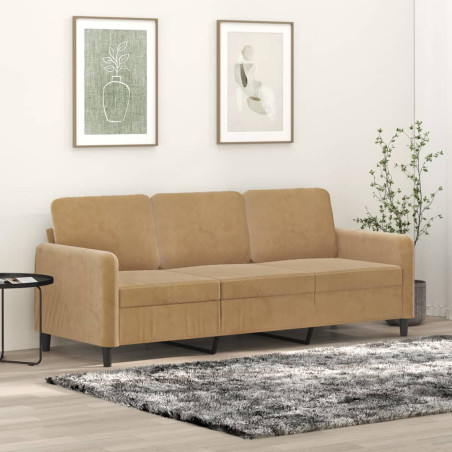 Trivietė sofa, rudos spalvos, 180cm, aksomas