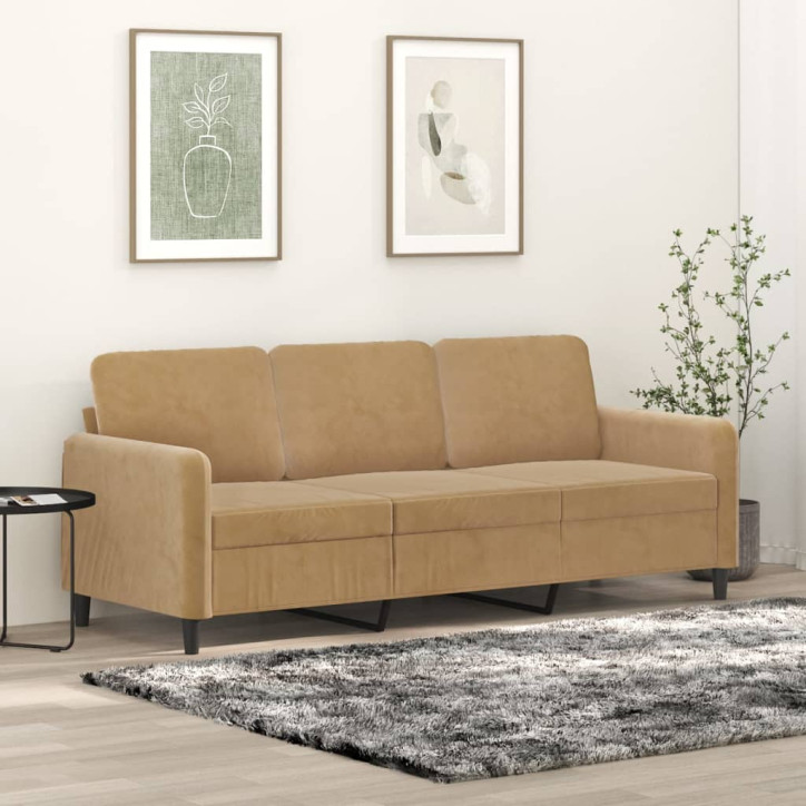 Trivietė sofa, rudos spalvos, 180cm, aksomas