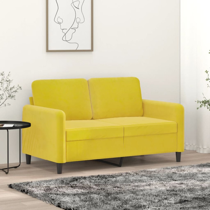 Dvivietė sofa, geltonos spalvos, 120cm, aksomas