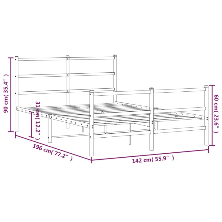 Lovos rėmas su galvūgaliu/kojūgaliu, juodas, 135x190cm, metalas