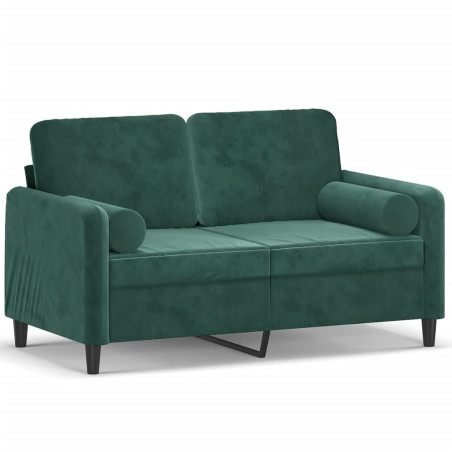 Dvivietė sofa su pagalvėlėmis, tamsiai žalia, 120cm, aksomas