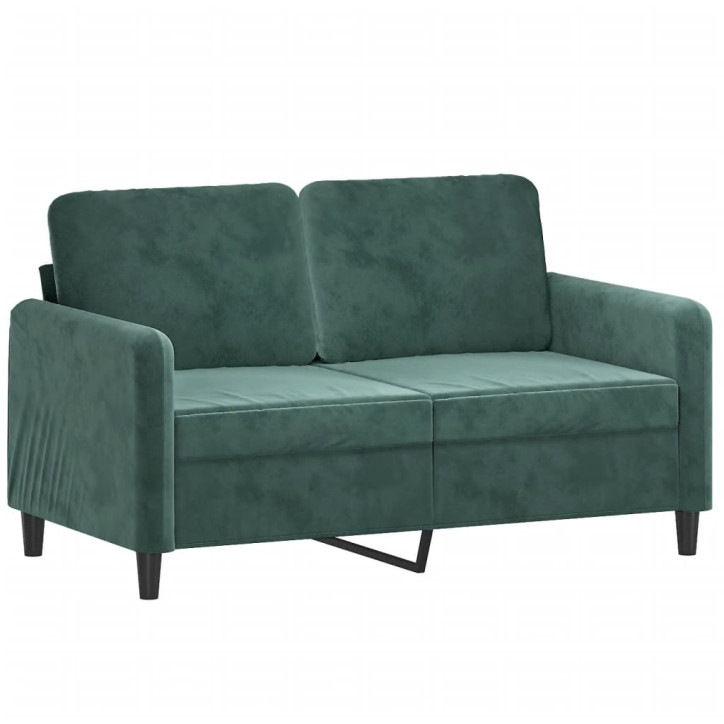 Dvivietė sofa su pagalvėlėmis, tamsiai žalia, 120cm, aksomas