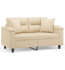 Dvivietė sofa su pagalvėmis, kreminė, 120cm, audinys