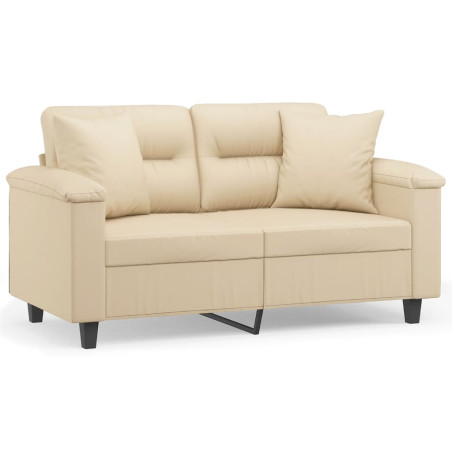 Dvivietė sofa su pagalvėmis, kreminė, 120cm, audinys