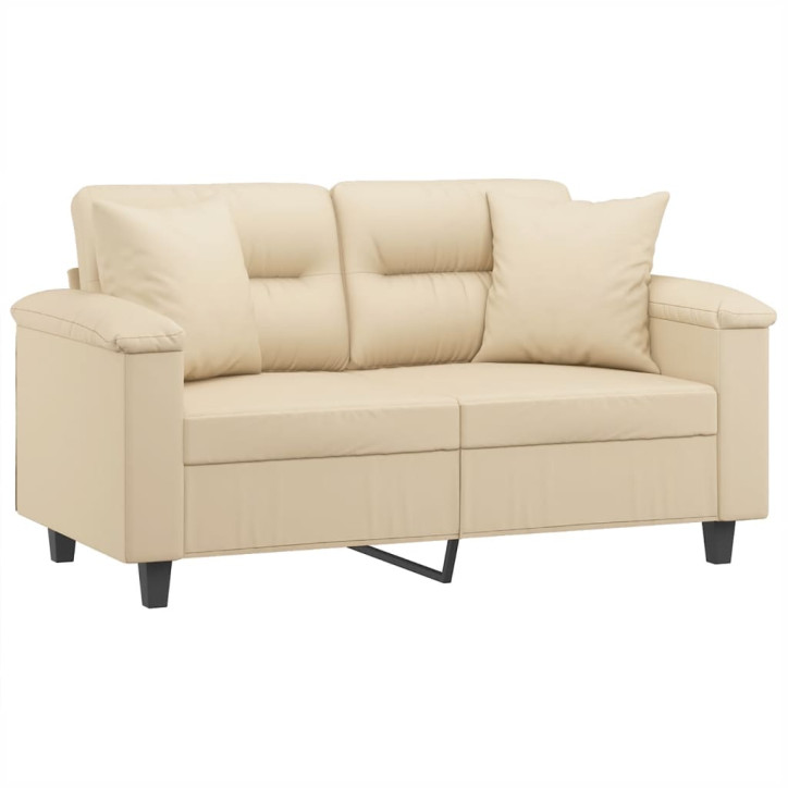 Dvivietė sofa su pagalvėmis, kreminė, 120cm, audinys