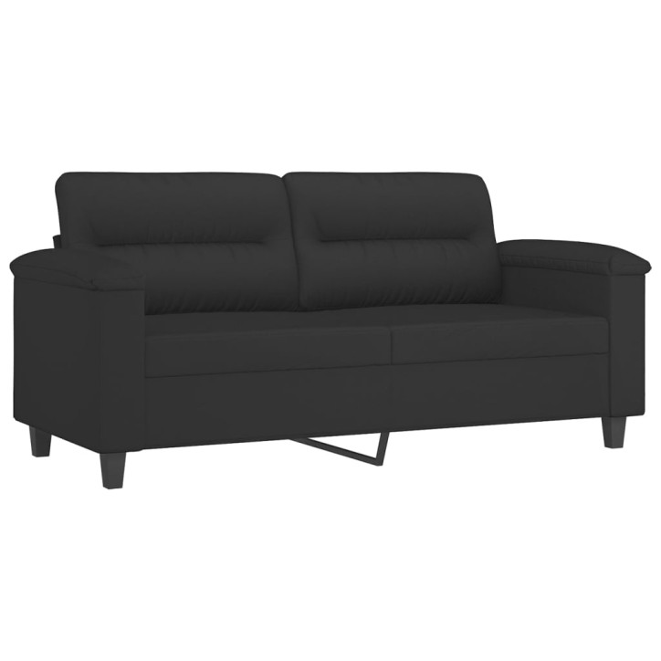 Dvivietė sofa su pagalvėmis, juoda, 140cm, mikropluošto audinys