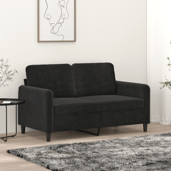 Dvivietė sofa, juodos spalvos, 120cm, aksomas