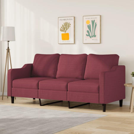 Trivietė sofa, raudonojo vyno spalvos, 180cm, audinys