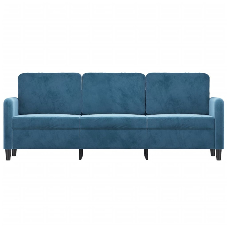 Trivietė sofa, mėlynos spalvos, 180cm, aksomas