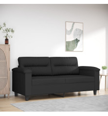 Dvivietė sofa, juodos spalvos, 140cm, mikropluošto audinys