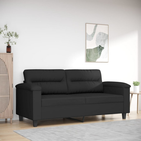 Dvivietė sofa, juodos spalvos, 140cm, mikropluošto audinys