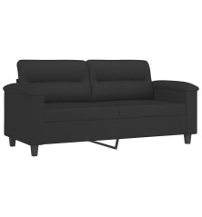 Dvivietė sofa, juodos spalvos, 140cm, mikropluošto audinys