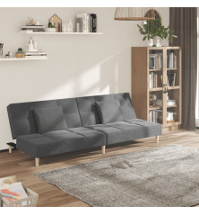 Dvivietė sofa-lova su dvejomis pagalvėmis, pilka, audinys