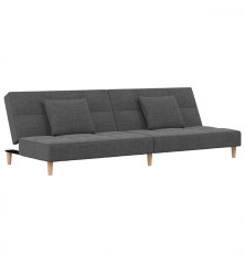 Dvivietė sofa-lova su dvejomis pagalvėmis, pilka, audinys