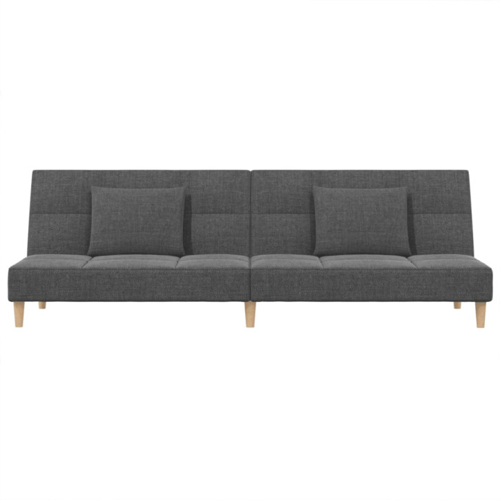 Dvivietė sofa-lova su dvejomis pagalvėmis, pilka, audinys