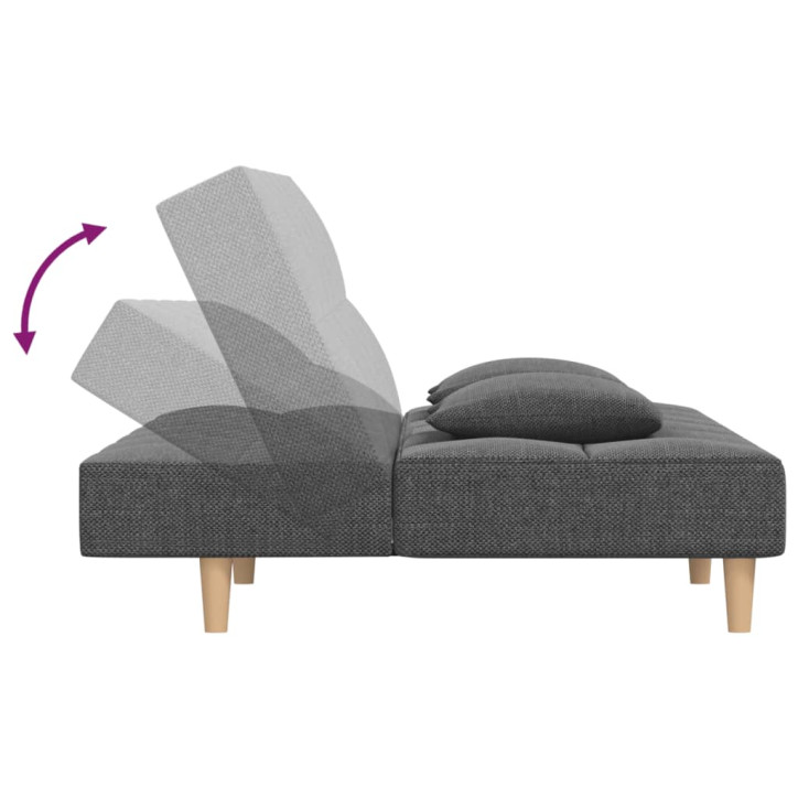 Dvivietė sofa-lova su dvejomis pagalvėmis, pilka, audinys