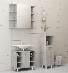Vonios kambario baldų komplektas, 3 dalių, betono pilkas, MDP